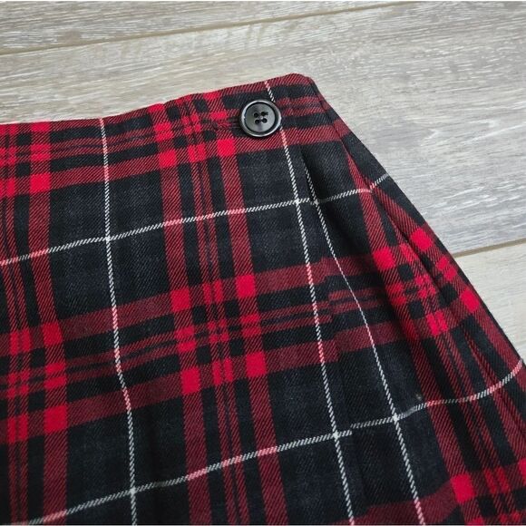 Charter Club wool plaid skirt high waisted red gray black white   med 8 to 10 - Picture 4 of 9